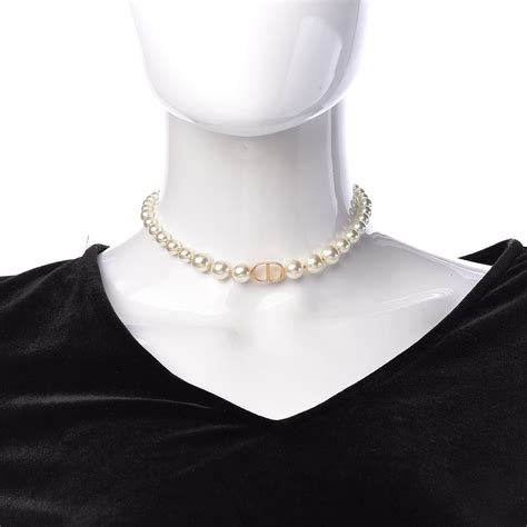 dior 30 montaigne necklace|Dior pearl choker.